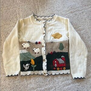 Vintage BT Kids Farm Scene Embroidered Sweater